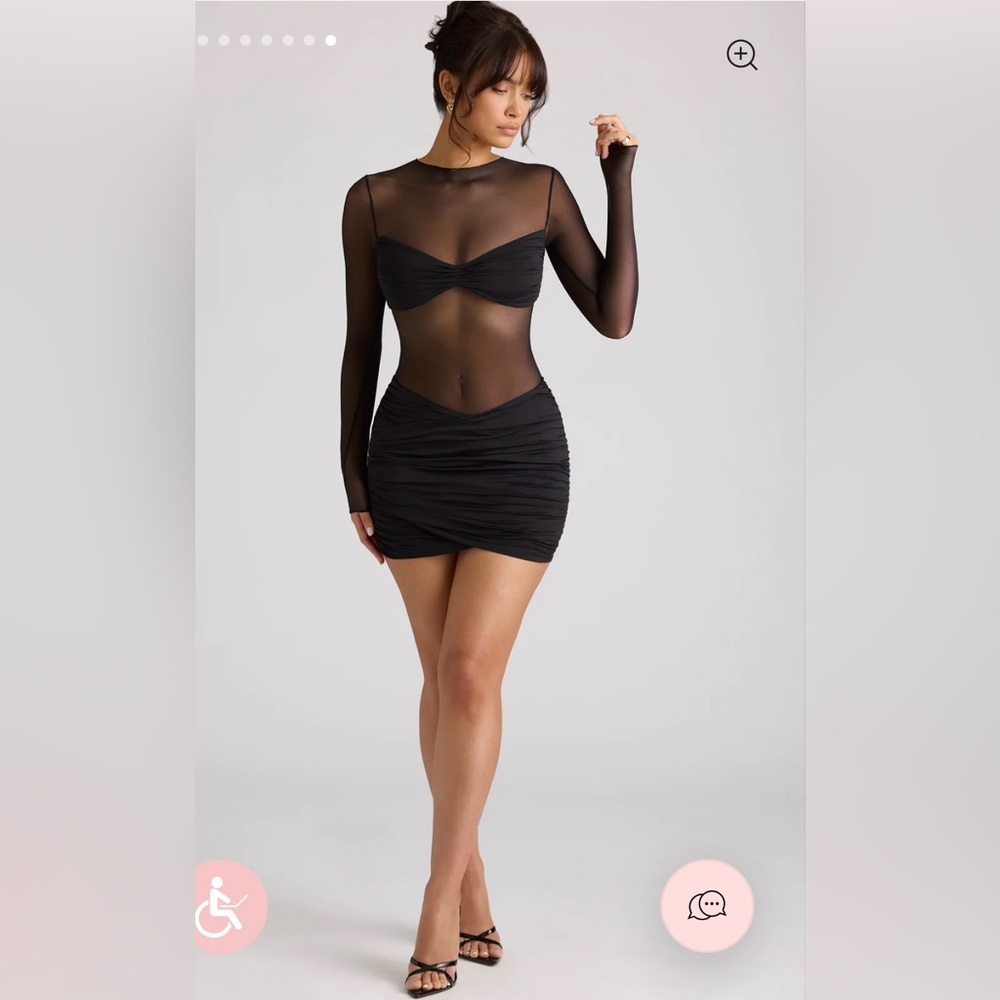 Women’s Oh Polly Essie sheer paneled long sleeve mini dress in a size 4. NWT!